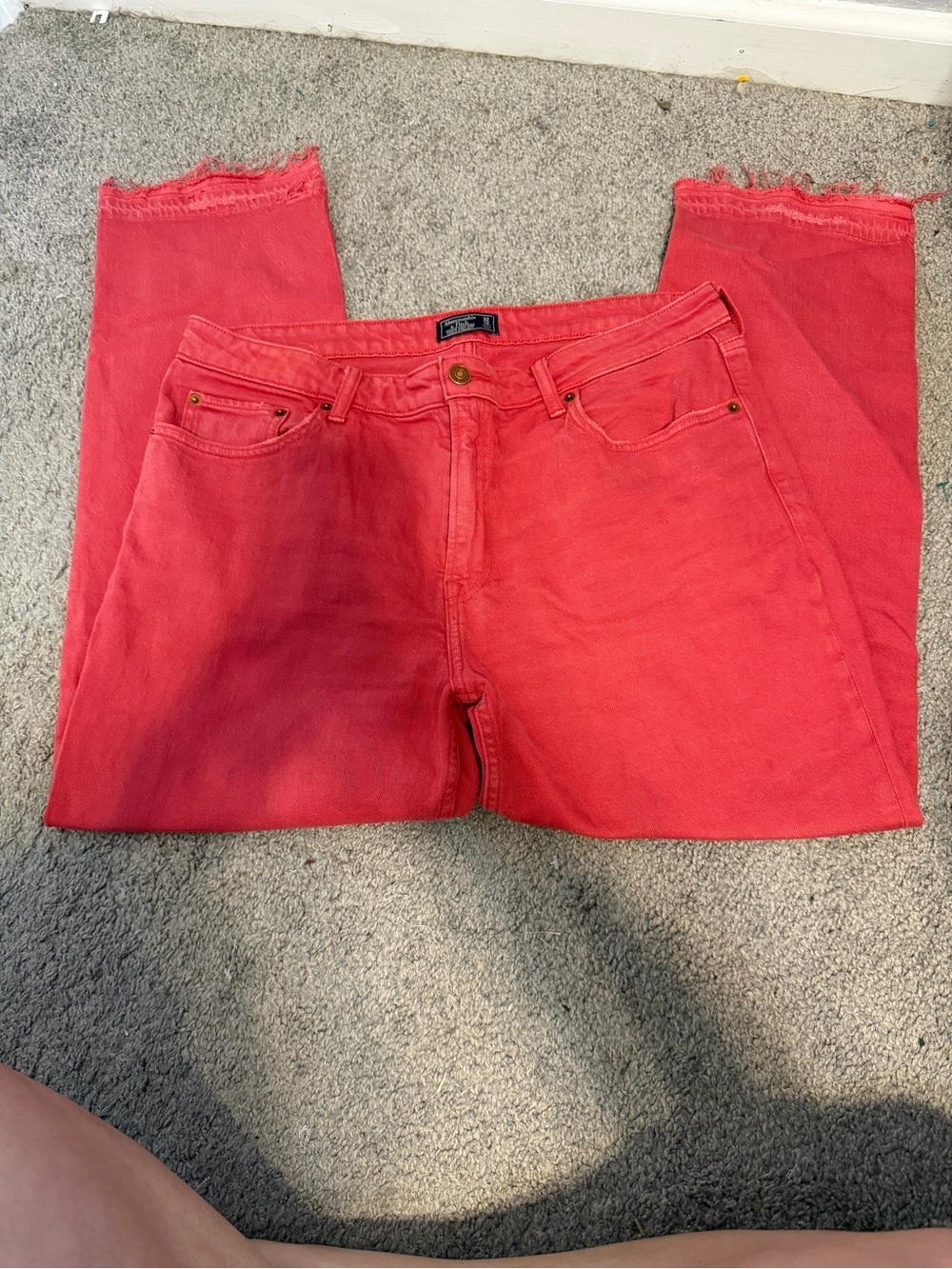 Abercrombie & Fitch Red Straight-Leg Jeans